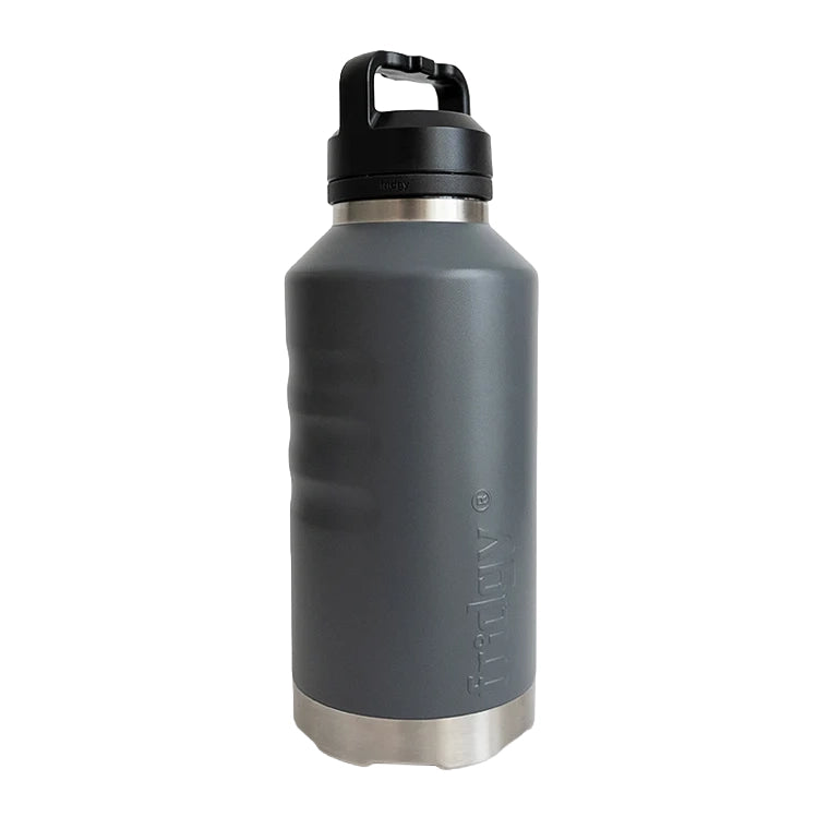 A stormy grey Fridgy All-dayer Sipper Drink Bottle 1920ml (FRI1920CGRN) shown on a white background.