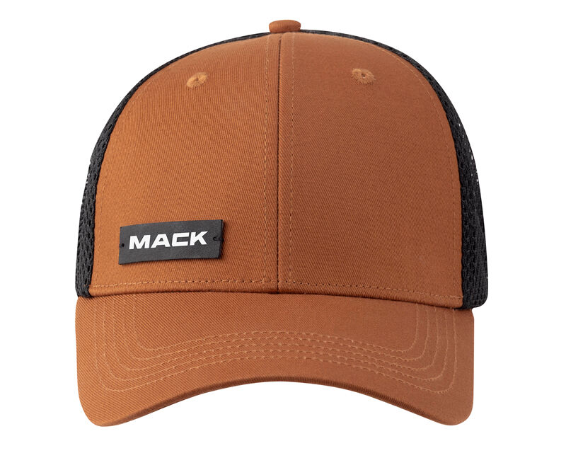 Mack Fitted Curved 6 Panel Trucker Cap (MKFLX2403T10000) Tan/Black One Size