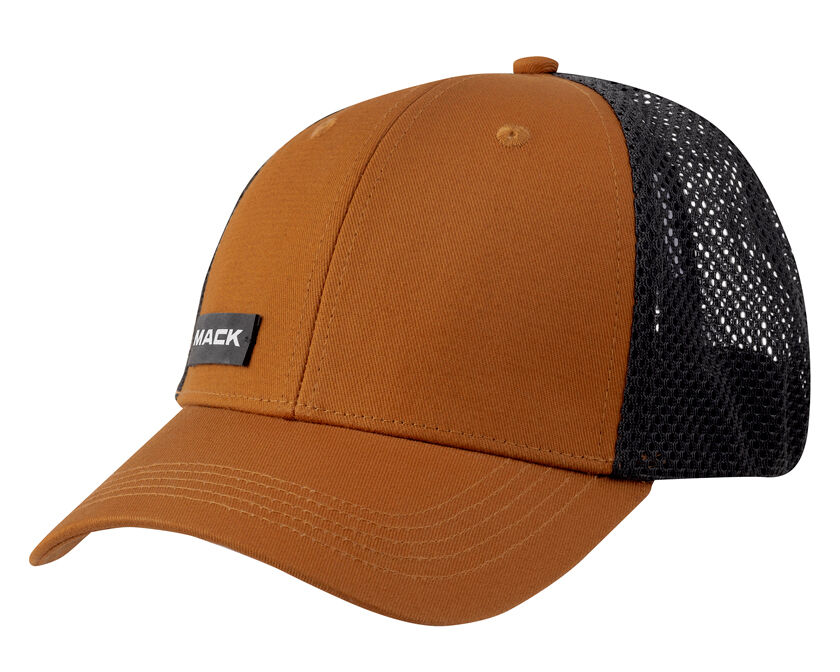 Mack Fitted Curved 6 Panel Trucker Cap (MKFLX2403T10000) Tan/Black One Size