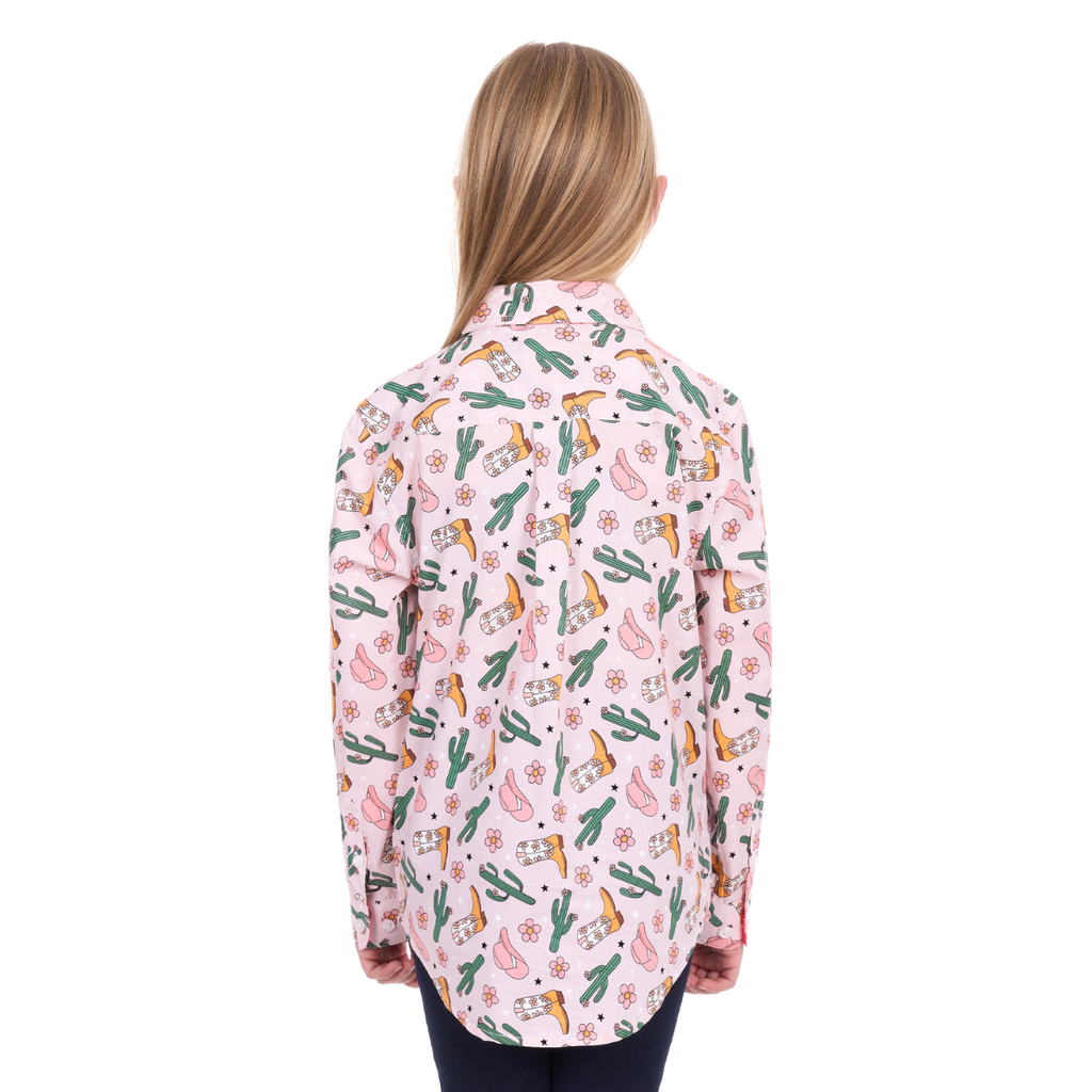 Hard Slog Childrens Cleo Half Button L/S Shirt (H6W7101170) Pink