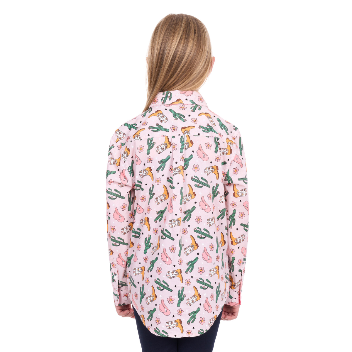Hard Slog Childrens Cleo Half Button L/S Shirt (H6W7101170) Pink