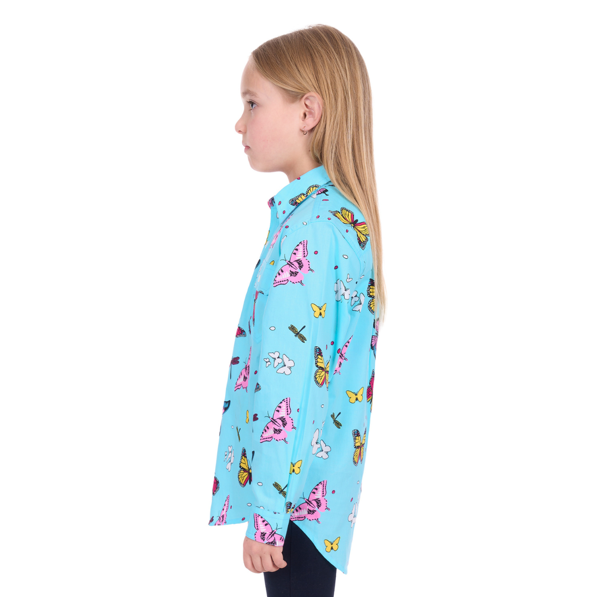 Hard Slog Childrens Iva Half Button L/S Shirt (H6W7101165) Blue