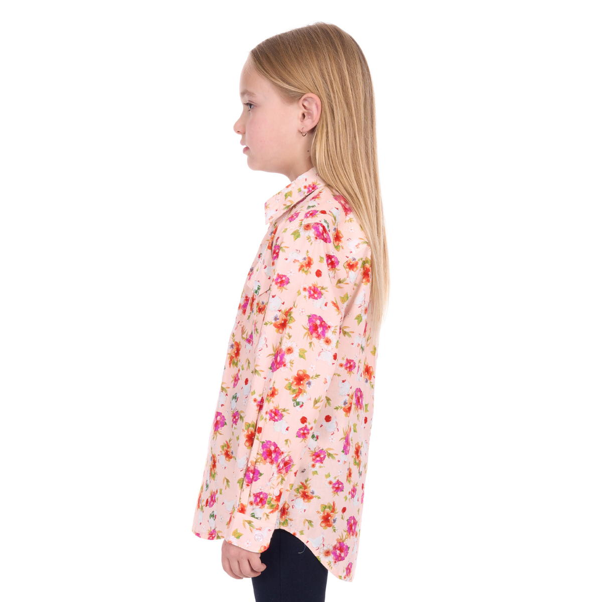 Hard Slog Childrens Lily Half Button L/S Shirt (H6W7101168) Pink