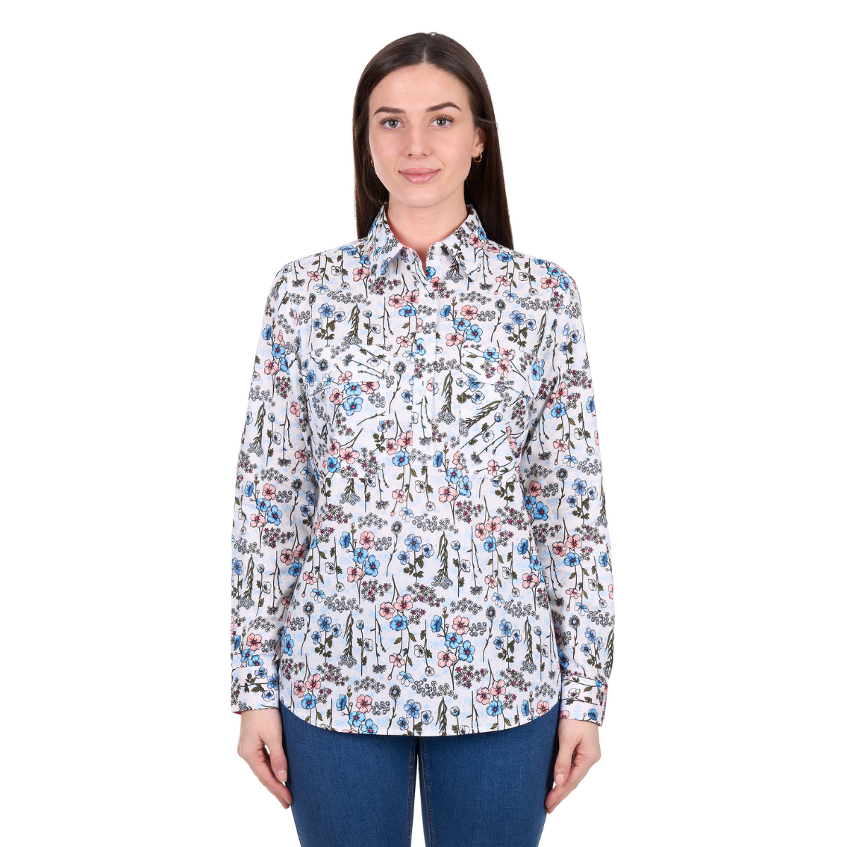 Hard Slog Womens Alice Half Button L/S Shirt (H6W2101174) Blue