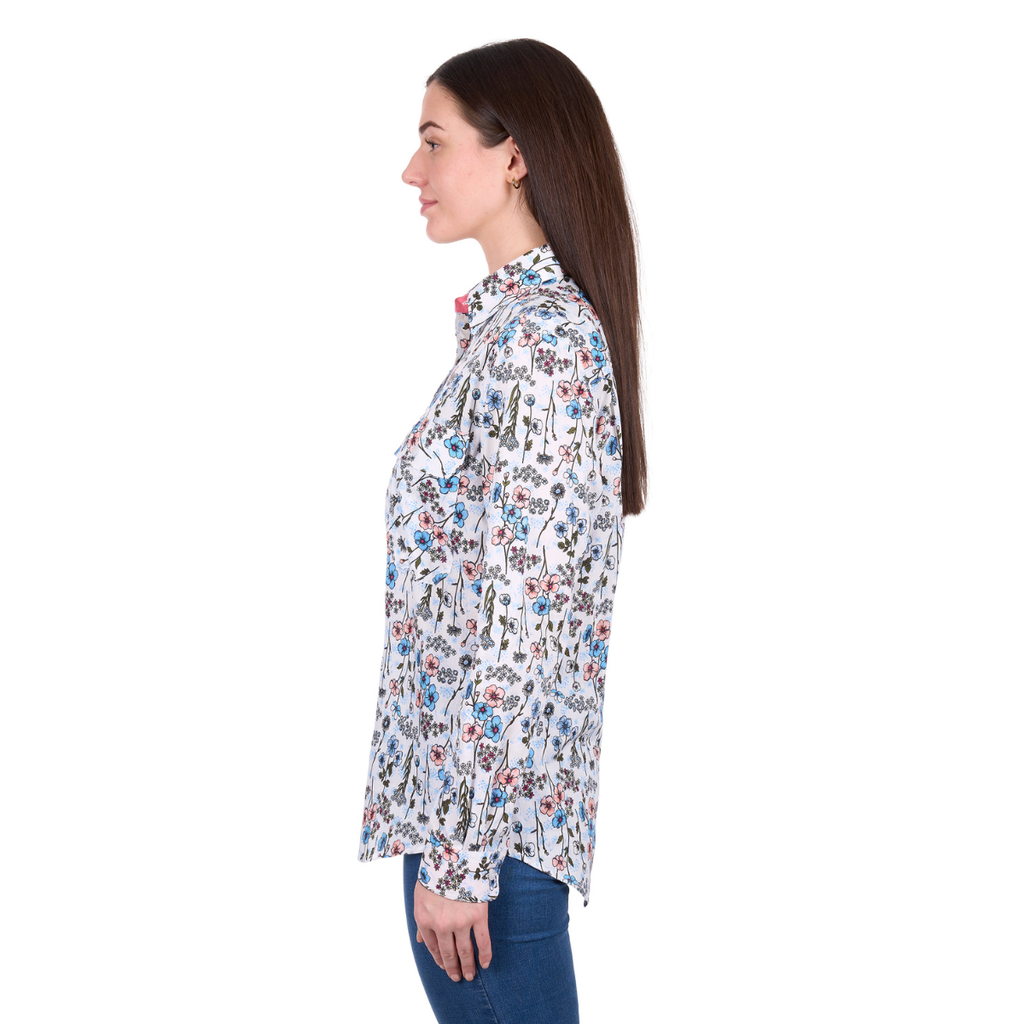 Hard Slog Womens Alice Half Button L/S Shirt (H6W2101174) Blue