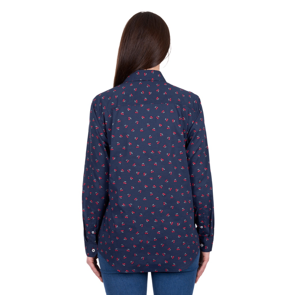 Hard Slog Womens Cherry Half Button L/S Shirt (H6W2101175) Dark Navy
