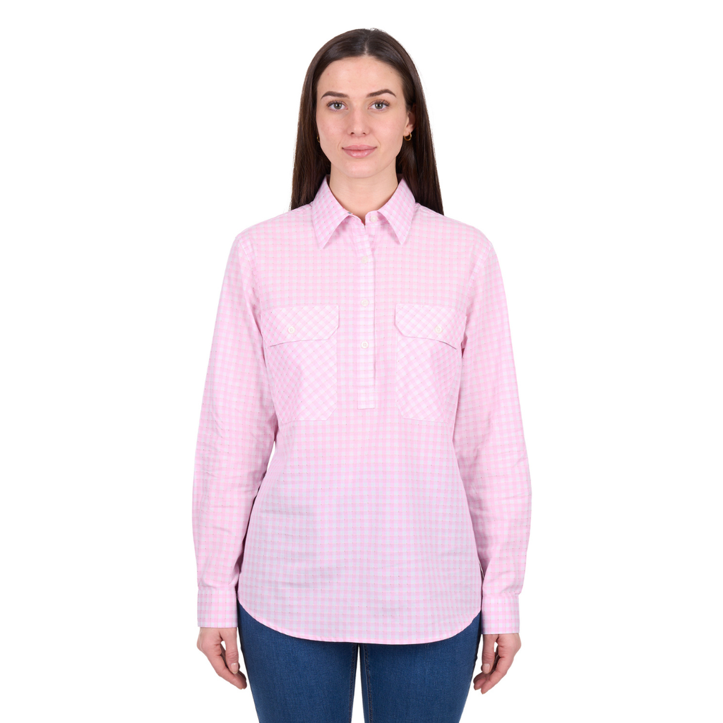 Hard Slog Womens Clara Half Button L/S Shirt (H6W2101177) Pink