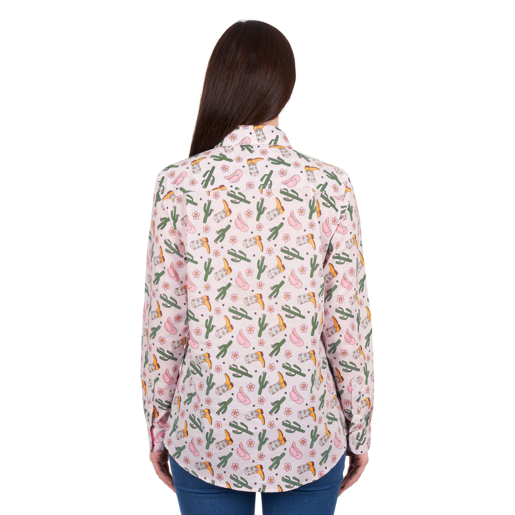 Hard Slog Womens Cleo Half Button L/S Shirt (H6W2101170) Pink