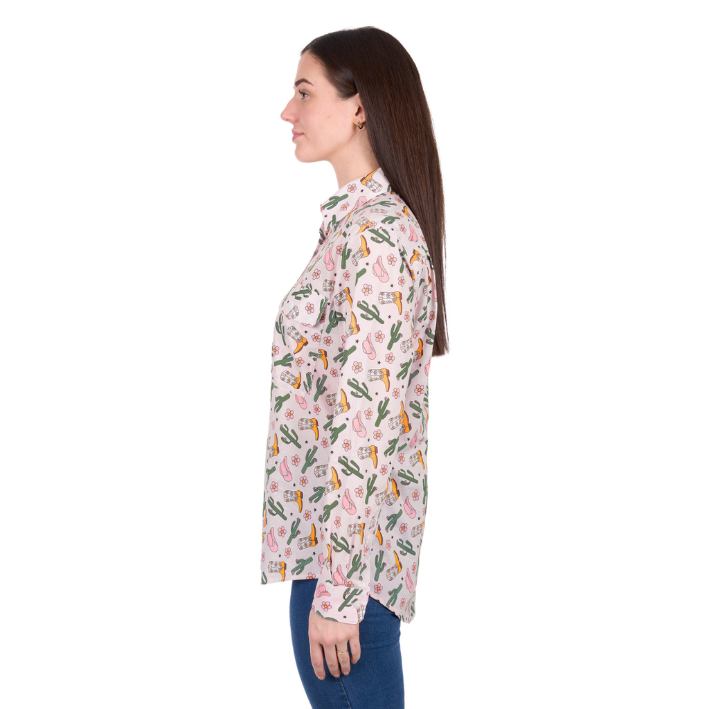 Hard Slog Womens Cleo Half Button L/S Shirt (H6W2101170) Pink