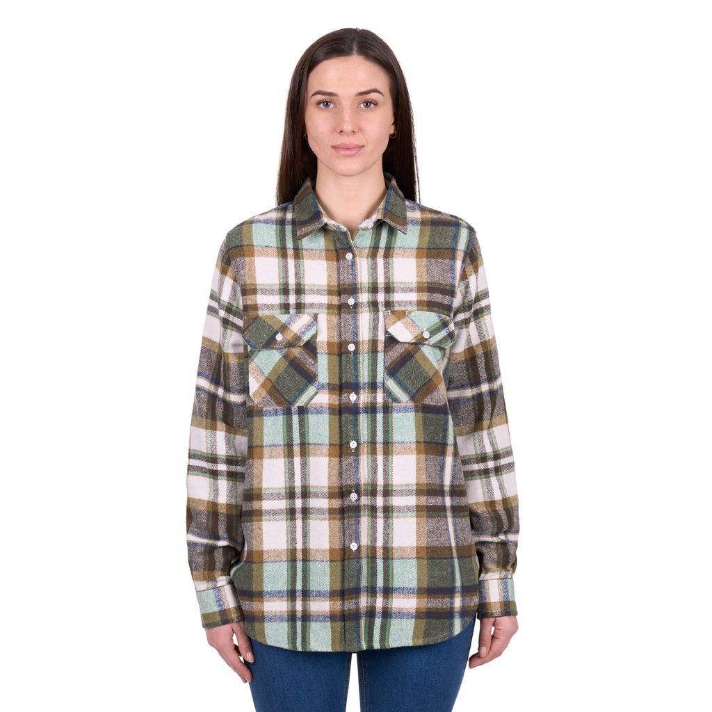 Hard Slog Womens Elle L/S Thermal Shirt (H6W2150195) Green/Tan