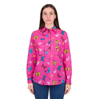 Hard Slog Womens Gizelle Half Button L/S Shirt (H6W2101169) Hot Pink