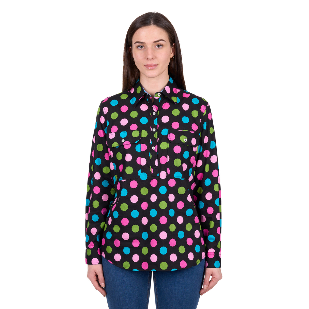 Hard Slog Womens Rena Half Button L/S Shirt (H6W2101178) Multi