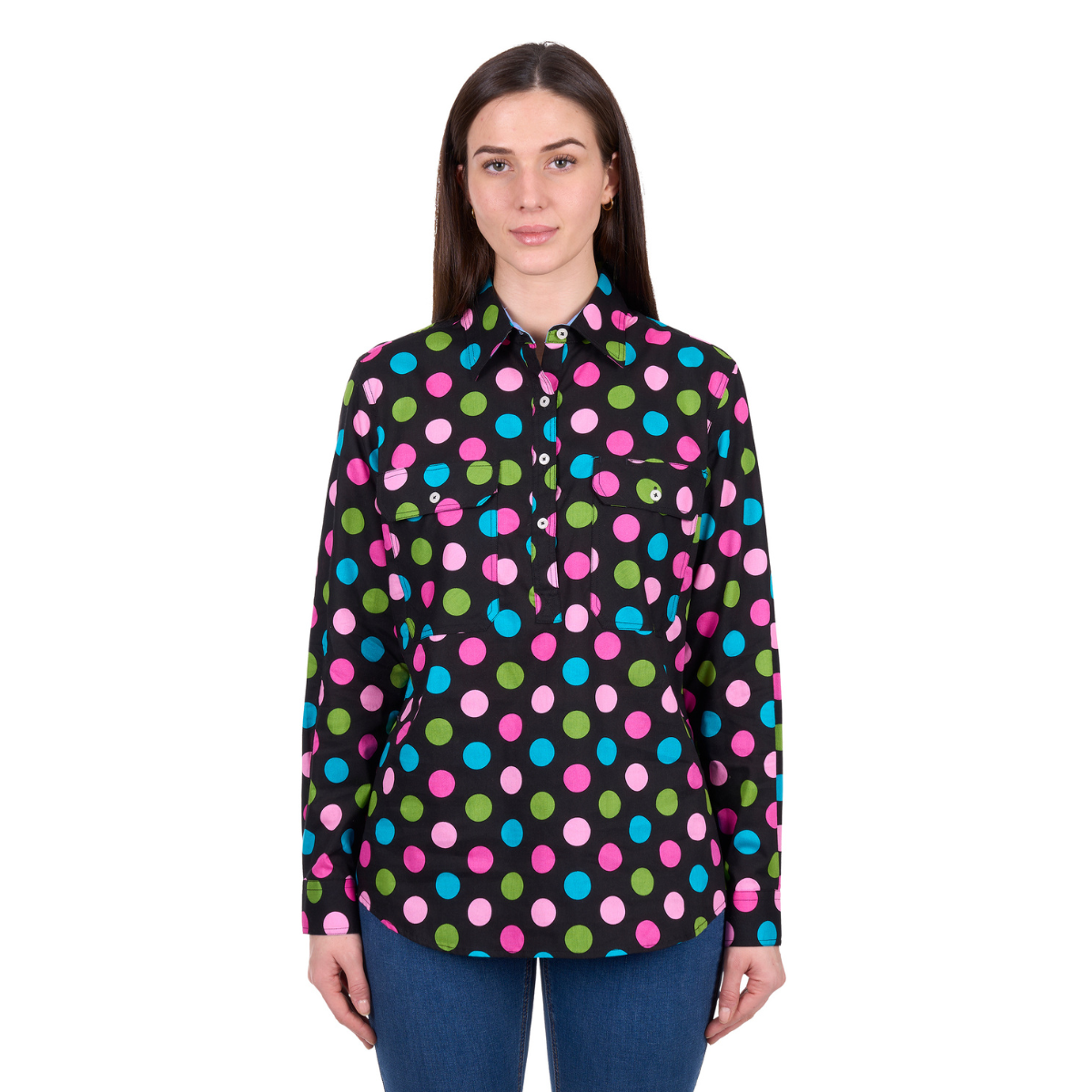 Hard Slog Womens Rena Half Button L/S Shirt (H6W2101178) Multi