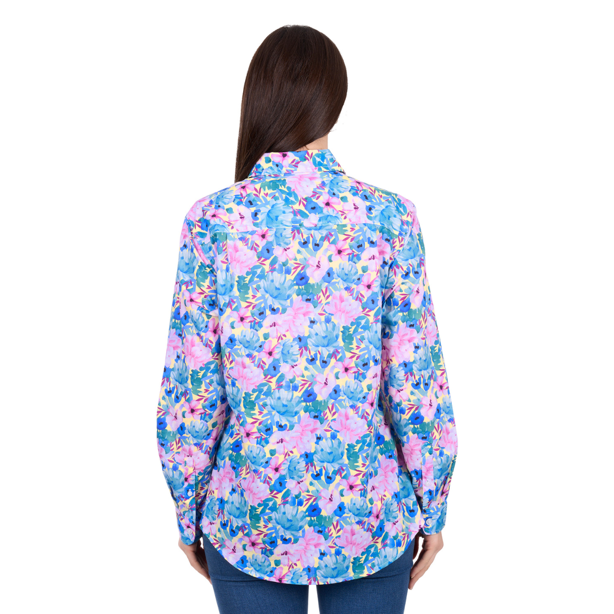 Hard Slog Womens Trixie Half Button L/S Shirt (H6W2101172) Blue/Multi