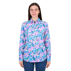Hard Slog Womens Trixie Half Button L/S Shirt (H6W2101172) Blue/Multi