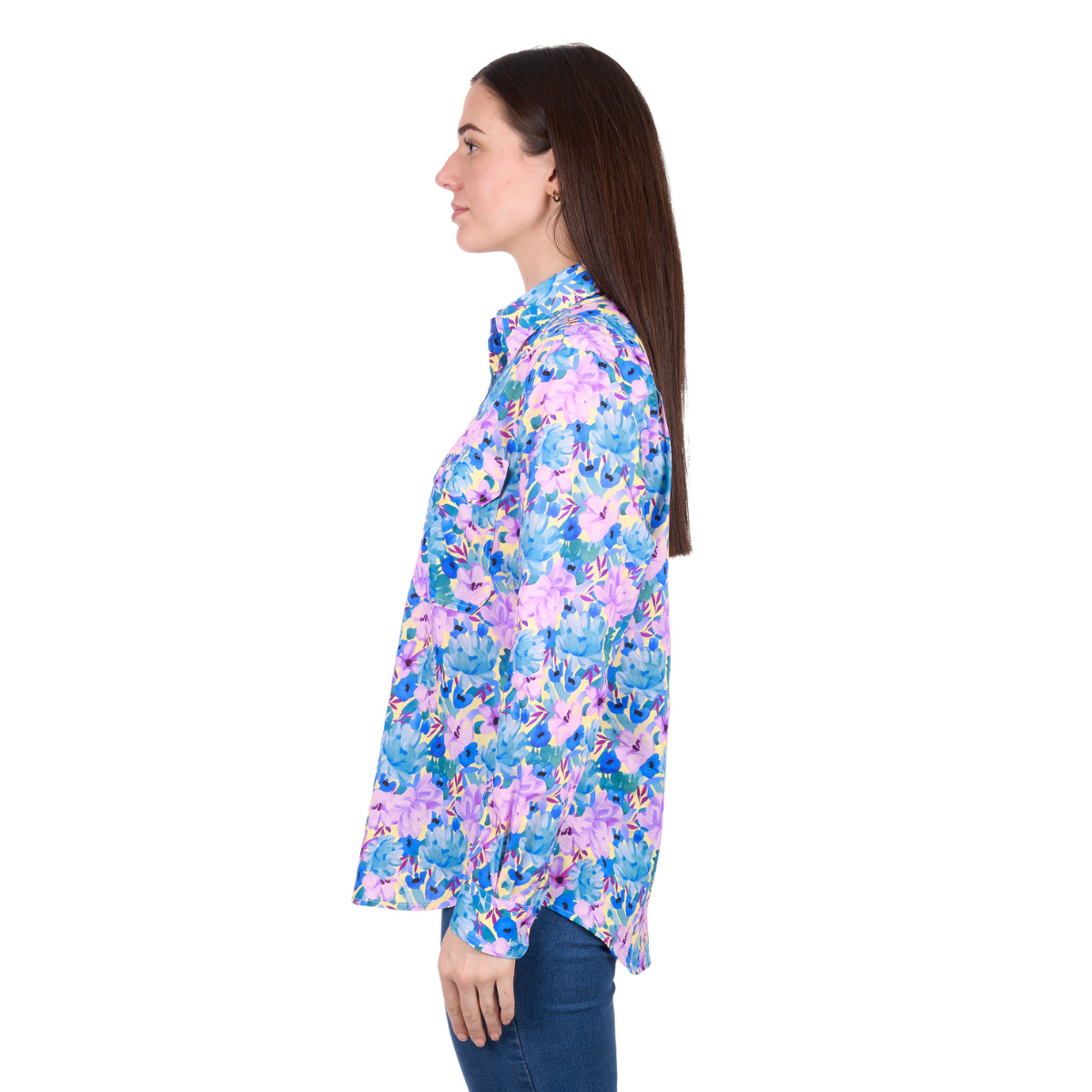 Hard Slog Womens Trixie Half Button L/S Shirt (H6W2101172) Blue/Multi