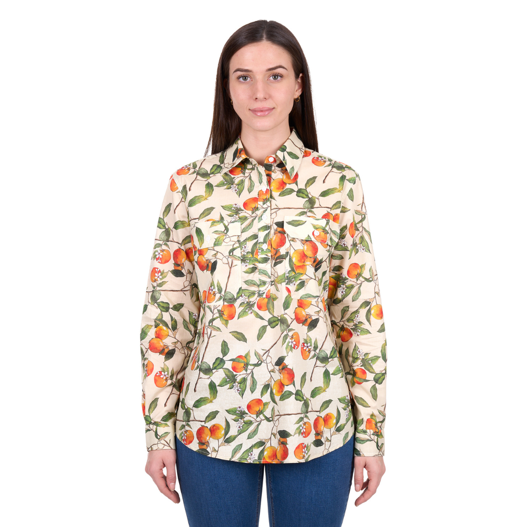 Hard Slog Womens Zia Half Button L/S Shirt (H6W2101180) Green