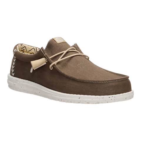 Hey Dude Mens Wally Stretch Canvas Slip On Shoes (40700-2LN) Teak Brown
