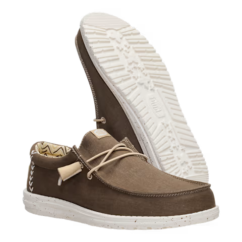 Hey Dude Mens Wally Stretch Canvas Slip On Shoes (40700-2LN) Teak Brown