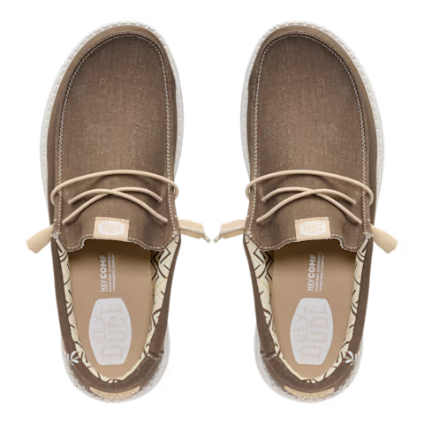 Hey Dude Mens Wally Stretch Canvas Slip On Shoes (40700-2LN) Teak Brown