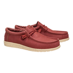 Hey Dude Mens Wally Stretch Canvas Slip On Shoes (40700-7BH) Burnt Red/Boulder Tan