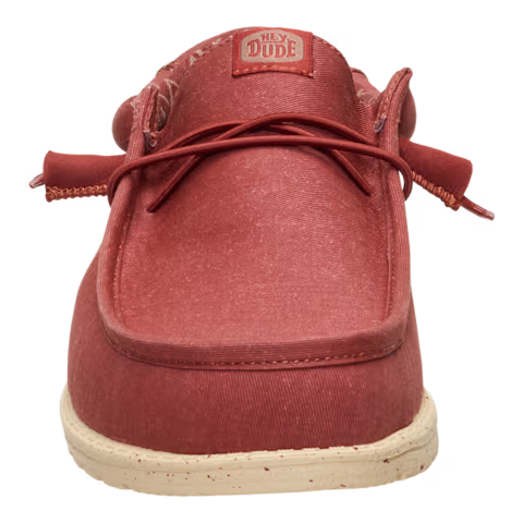 Hey Dude Mens Wally Stretch Canvas Slip On Shoes (40700-7BH) Burnt Red/Boulder Tan