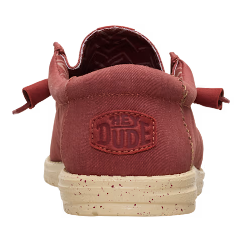 Hey Dude Mens Wally Stretch Canvas Slip On Shoes (40700-7BH) Burnt Red/Boulder Tan