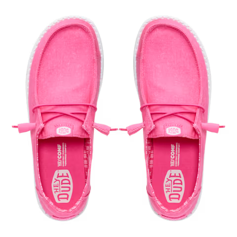 Hey Dude Womens Wendy Stretch Canvas Slip On Shoes (40902-7BG) Fandango Pink