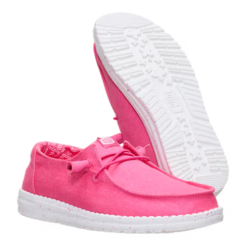 Hey Dude Womens Wendy Stretch Canvas Slip On Shoes (40902-7BG) Fandango Pink