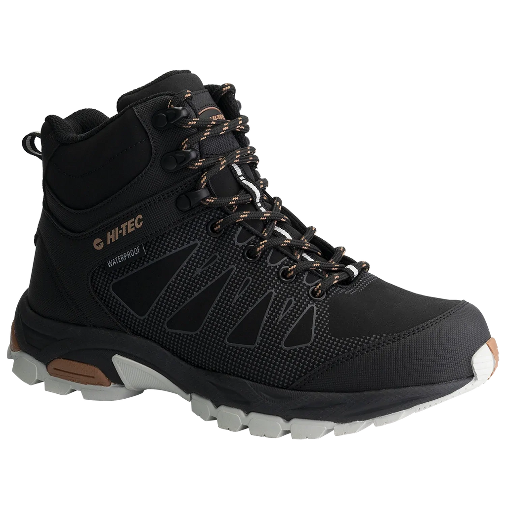 Hi-Tec Womens Raven Mid WP Hiking Boots (HOWRN3) Black/Cork