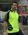 JB's Mens Hi Vis S/S Spider Polo (6HSP) Lime/Navy XS