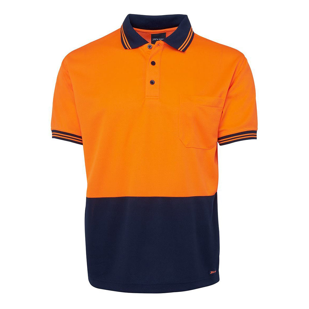 JB's Mens Hi Vis Traditional S/S Polo (6HVPS) Orange/Black 2XL [GD]