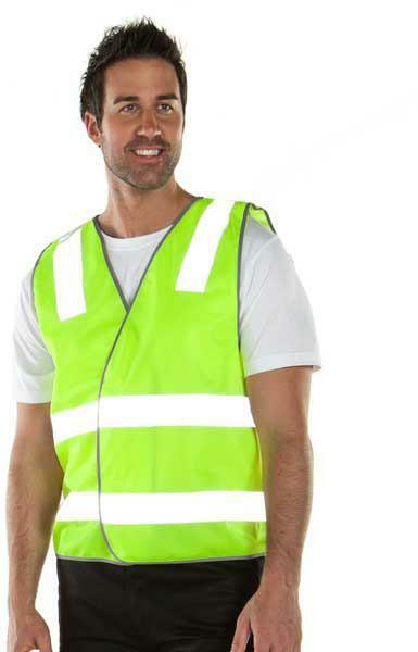 JB's Mens Hi Vis Safety Strip Vest (6DNSV) Lime S [GD]