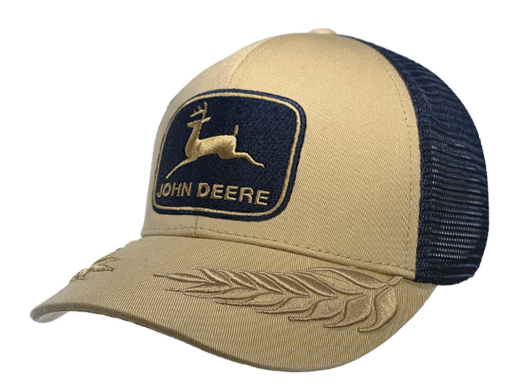 John Deere JD Twill/Mesh with 3D Logo Cap (13080727NV00) Wheat/Navy OSFM