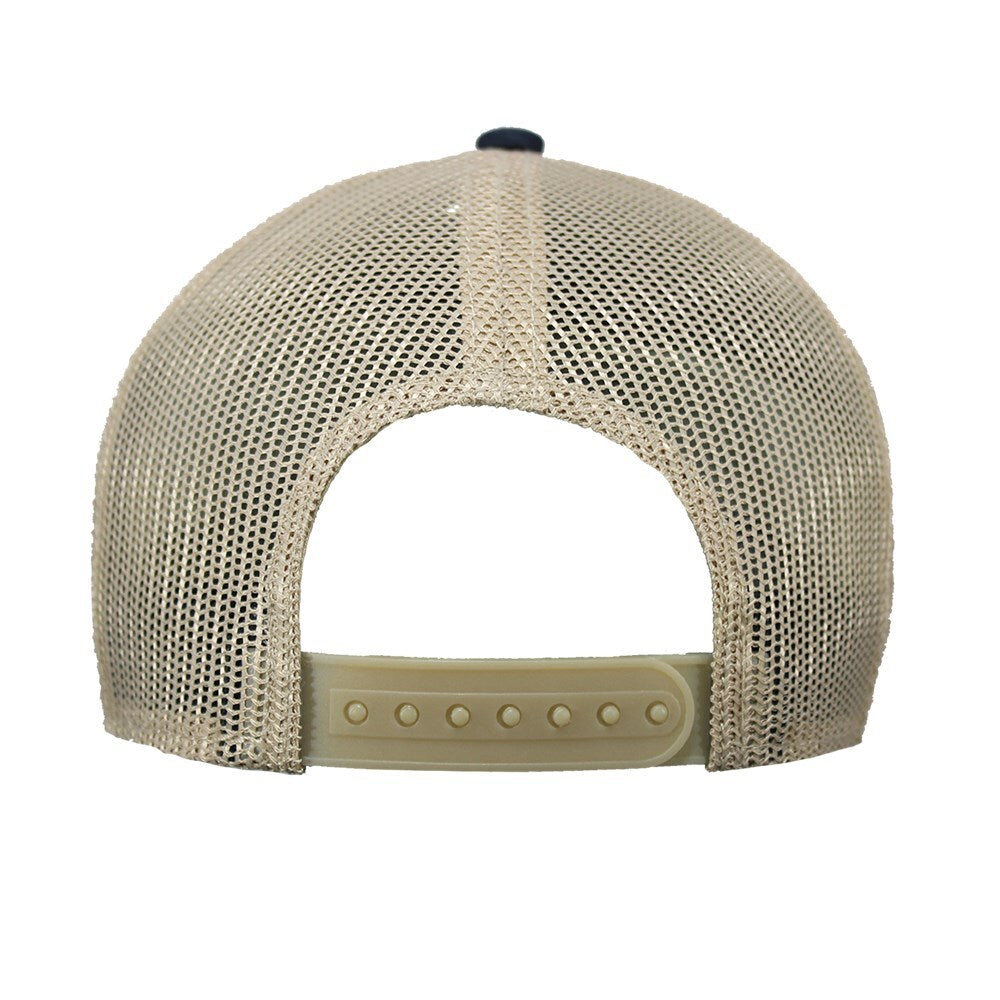 John Deere Unisex LP79645-JD Vintage Logo Trucker Mesh Racing Stripe Cap-Navy/Tan (J13A-02WY-JDR-W54) Navy/Tan OSFM