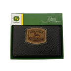 John Deere Mens Historic Trademark Patch Pebble Grain Leather Bi-Fold Wallet (4054000-200) Brown