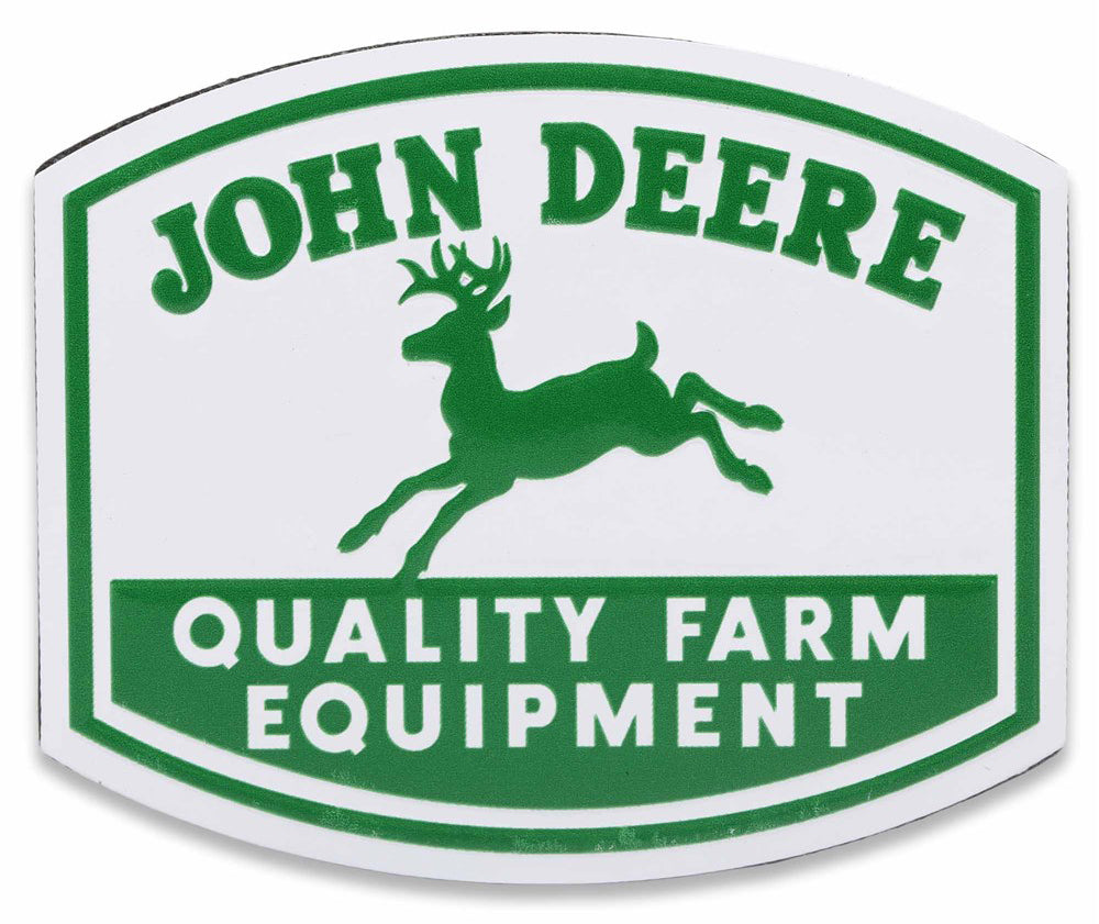 John Deere JD Quality Farm Equipment Embossed Metal Magnet 7.6cm W x 5cm H (90169443)