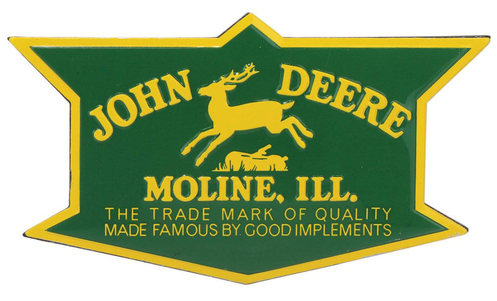 John Deere Vintage Badge Embossed Metal Magnet 8.9cm W x 5cm H (90180677-S)