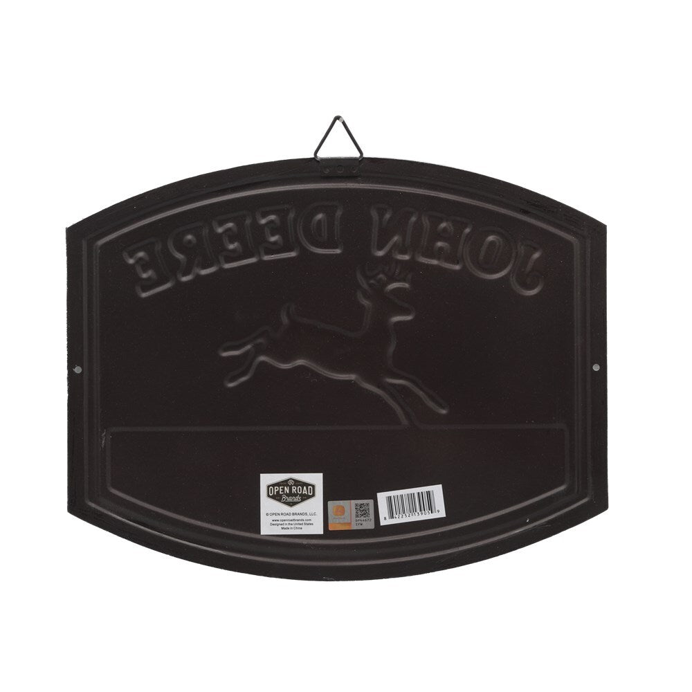 John Deere Quality Farm Equipment Retro Embossed Metal Sign 33cm W x 25cm H (90184182-S)