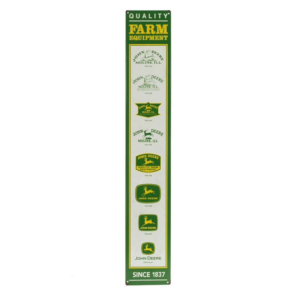 John Deere Quality Farm Equipment Since 1837 Vertical Logo Embossed Metal Sign 12.7cm W x 76.2cm H (90158866-S)