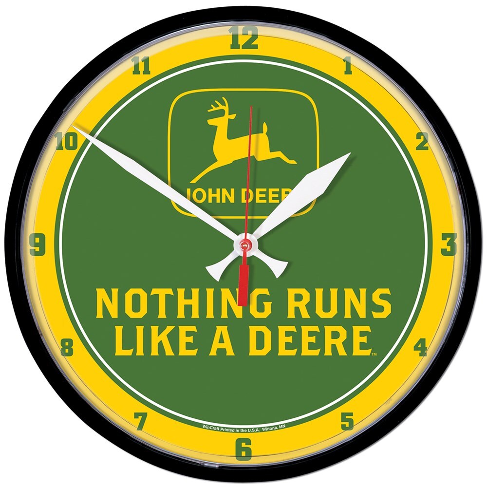 John Deere Nothing Runs like a Deer Logo Clock 32.4cm (0647221)