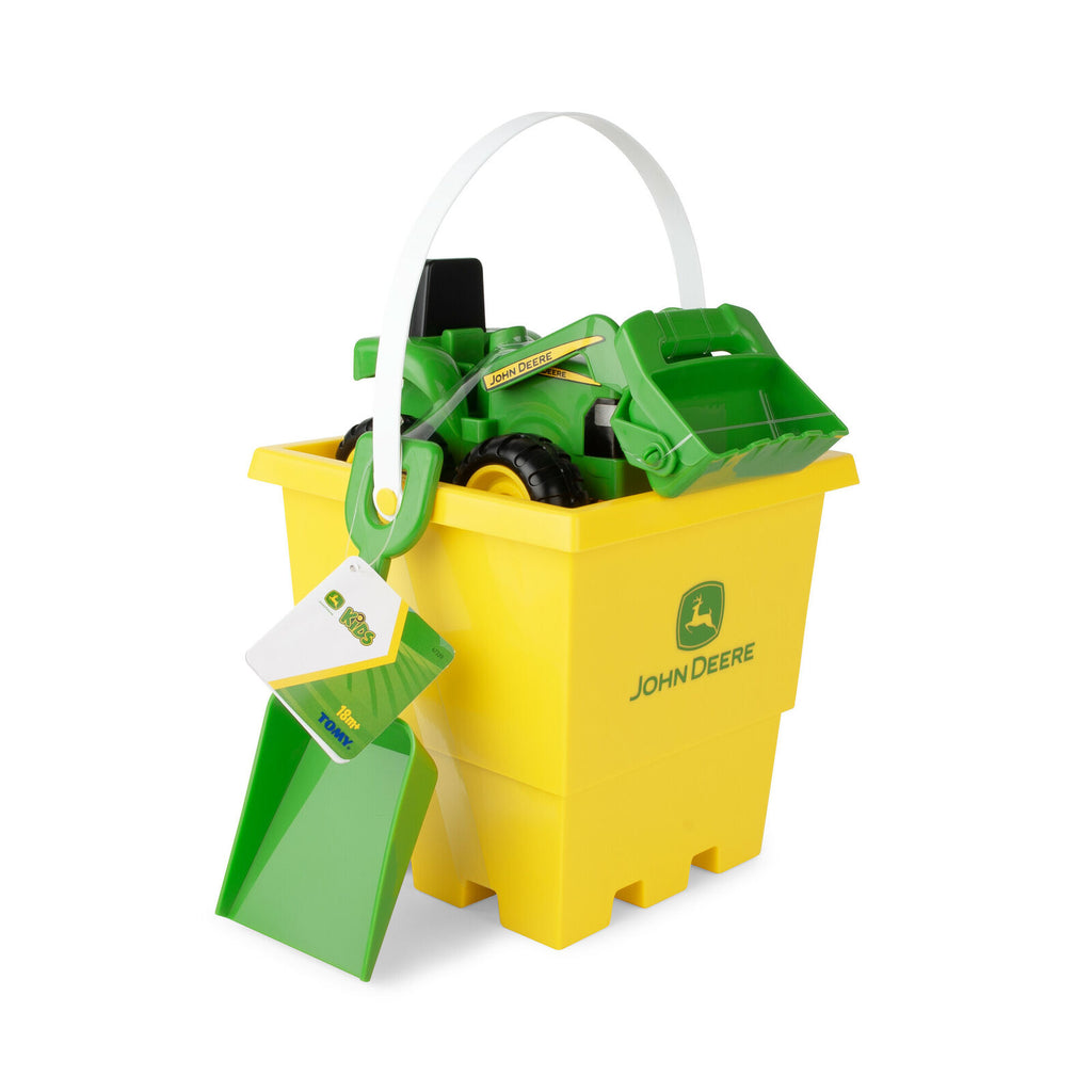 John Deere Childrens 15cm JD Sandpit Set with Tractor, Square Bucket and Shovel (47339)
