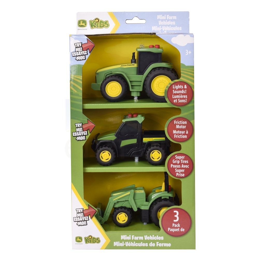 John Deere Childrens JD Lights & Sounds Mini Tractors 3 Pack (470374)