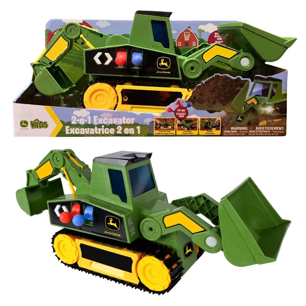 John Deere Childrens JD 2 in 1 Excavator with Lights, Sounds and Motorized Drive (470621)