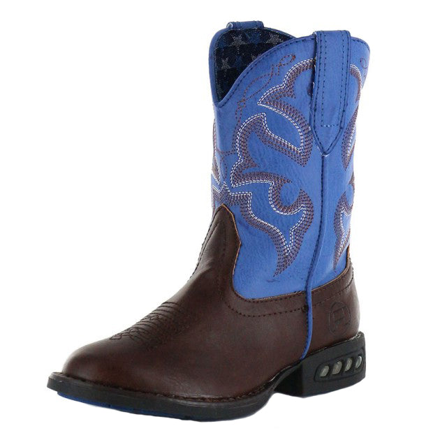 Roper Toddler Lightning Western Boots (17201233) Brown/Blue 7