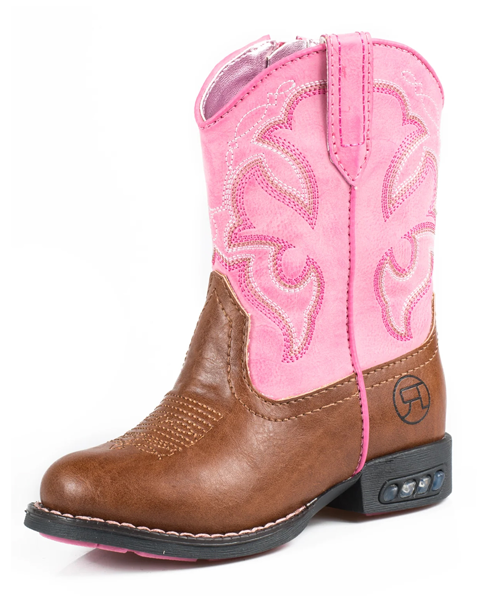 Roper Toddler Lightning Western Boots (17201234) Tan/Pink 6
