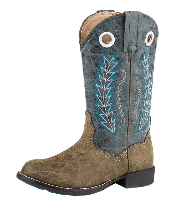 Roper Childrens Hole in the Wall Western Boots (18222001) Brown/Blue 11