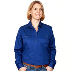 Just Country Womens Jahna Half Button Work Shirt (50505) Cobalt XS/8