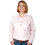 Just Country Womens Jahna Half Button Work Shirt (50505) Pink XS/8