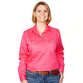 Just Country Womens Jahna Half Button Work Shirt (50505) Hot Pink S/10